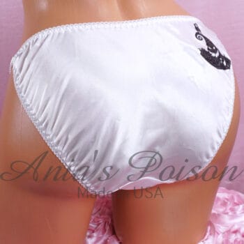 Ania's Halloween SATIN string bikini Nightmare Jack glitter vinyl stamp Women's cut panties sz M - Image 3