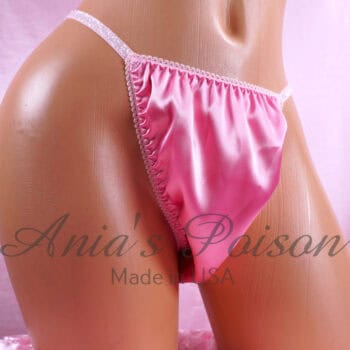Ania's Sissy Brazilian Cut Panties Pink Satin front lined sparkle sides Cheeky Men's panties sz L/XL - Image 3