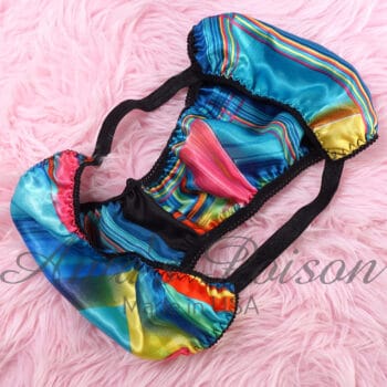 Ania's Sissy Brazilian Cut Panties Blue Satin front lined soft sides Cheeky Scarf Print Men's panties sz L/XL - Image 5
