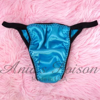 Ania's Sissy Brazilian Cut Panties Blue Satin front lined soft sides Cheeky Men's panties sz L/XL - Image 3