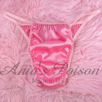 Ania's Sissy Brazilian Cut Panties Pink Satin front lined sparkle sides Cheeky Men's panties sz L/XL - Image 4