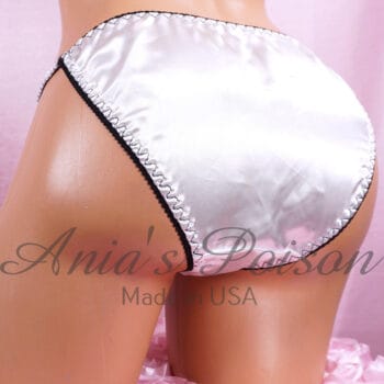 Ania's Sissy white Satin string Bikini 2 Piece Duchess Cut shiny wetlook WOMEN'S character print panties sz 5/S - Image 4