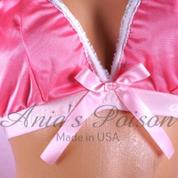 Ania's Sissy Women's Pink Nylon Triangle bra Bralette soft cup wire free sz 34D - Image 2