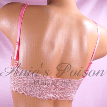 Ania's Sissy Women's Pink SATIN and Lace Triangle bra Bralette soft cup wire free sz 34D - Image 2