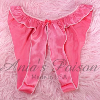 Ania's Sissy satin Fully Open Pink shiny crotchless flutter women's butterfly panties One Size - Image 3