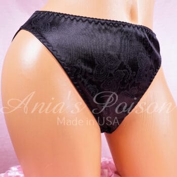Ania's sissy 80s style Stretch Spandex Black Floral HIGH LEG CUT Unisex full bikini sz S - Image 2