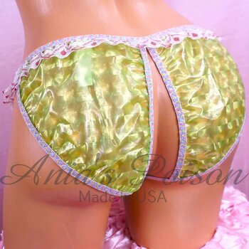 Ania's Sissy PLASTIC Green Naughty OPEN BUTT Men's panties sz L