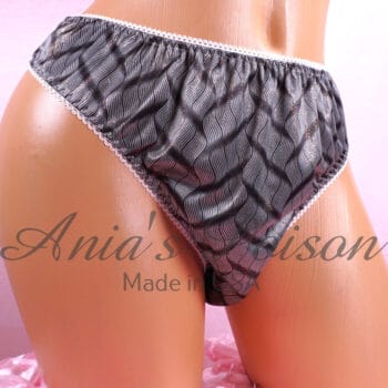 Ania's Sissy Butter Soft Satin Full Cut Gray and Gold Metallic panties Men's Bikini sz M/L - Image 4