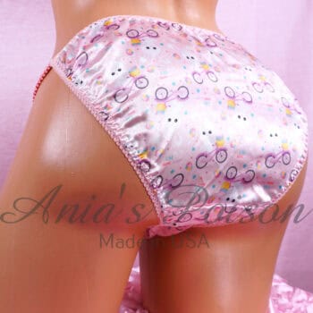 Ania's Sissy women's panties 2 Pieces - Satin Pink bunny and metallic foil Triangle thong - Image 2