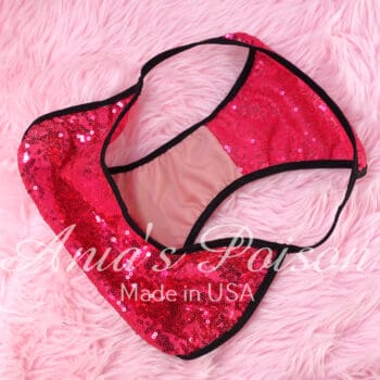 Ania's Sissy women's string Bikini Hot Pink Sparkle Sequin shiny panties sz 7 - Image 6
