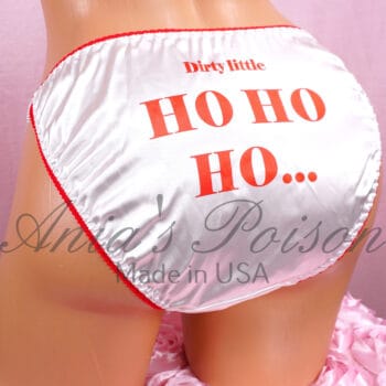 Ania's Sissy women's string Bikini Christmas Naughty Dirty Little Ho Ho Ho Duchess Cut shiny panties sz 6
