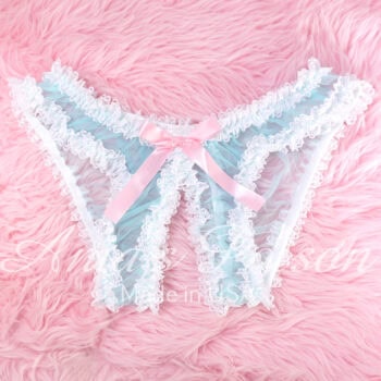 Ania's Sissy Nylon Fully Open frilly Lacy crotchless low cut unisex humiliation panties One Size only - Image 4
