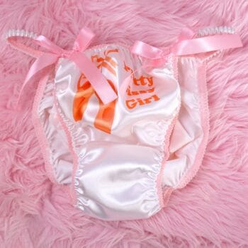 Ania's Sissy Satin White string Bikini Ballet Slippers shiny wetlook men's panties sz M - Image 5