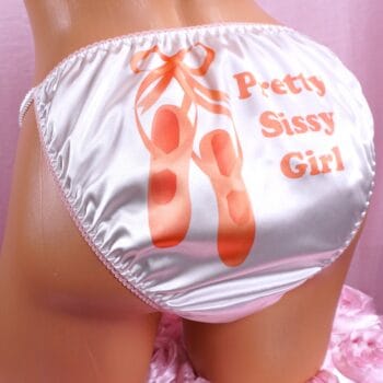 Ania's Sissy Satin White string Bikini Ballet Slippers shiny wetlook men's panties sz M