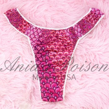 Ania's Sissy Spandex High Waisted T Back Thong Pink Metallic Foil Scales Sparkle Men's Panties sz S/M - Image 4