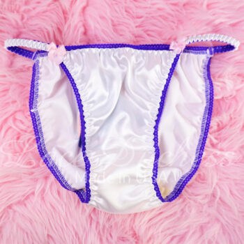 Ania's Sissy Satin Panties 4 Piece Lot Custom Printed string bikinis shiny wetlook women's panties sz 5 - Image 8