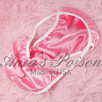 Ania's Sissy Brazilian Cut Satin Panties Pink Cheeky Men's front lined scrunch butt panties sz S - Image 4
