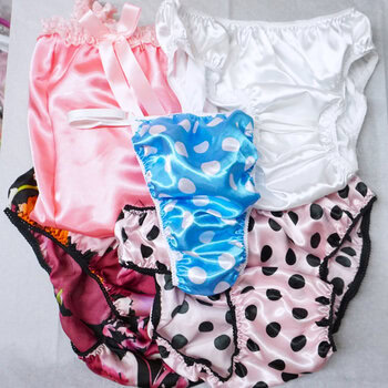 SECONDS LOT 5 Pieces MEN'S Sissy Satin Foil shiny Panties sz M/L