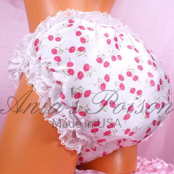 Ania's Sissy SATIN Padded waddle Puffy Raspberry Print shiny wetlook men's baby panties sz XL - Image 2
