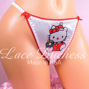 Ania's Sissy women's panties 2 Piece Lot sz S/5 - Christmas Kitty Cat string bikinis - Image 4