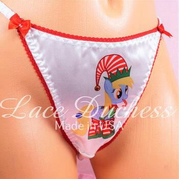 Ania's Sissy women's panties 2 Piece Lot sz S/5 - Christmas Pony and Mischievous Pink Cat string bikinis - Image 2