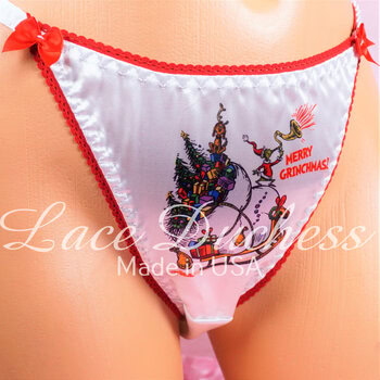 Ania's Sissy women's panties 2 Piece Lot sz S/5 - Christmas Green Grouch and Max string bikinis - Image 4