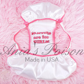 Ania's Sissy men's Satin panties shiny wetlook crotch print humiliation Duchess Cut string bikini sz S/5