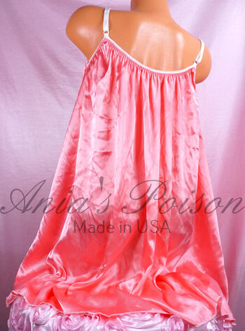 Ania's Sissy Satin Candy Pink Nightie shiny wetlook mini Nightgown silky soft - Image 2
