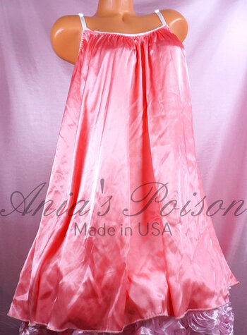 Ania's Sissy Satin Candy Pink Nightie shiny wetlook mini Nightgown silky soft