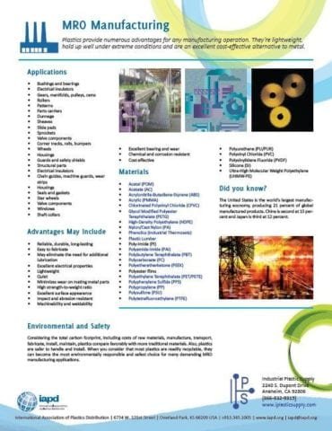 Performance Plastics in MRO and Manufacturing Applications