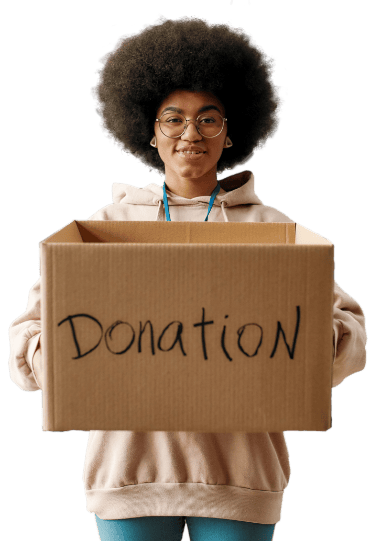 person holding a donation box