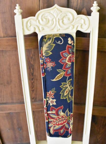finished chair back with upholstered cane-back