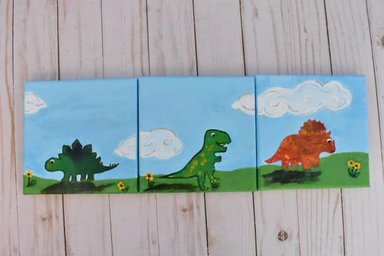 complete dinosaur painting tryptic