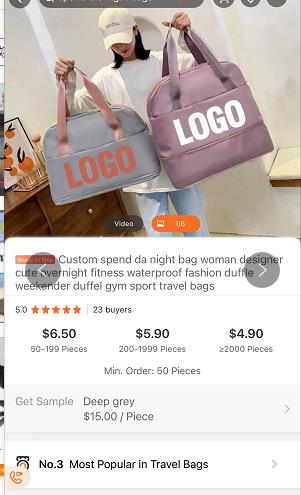 travel bag on alibaba