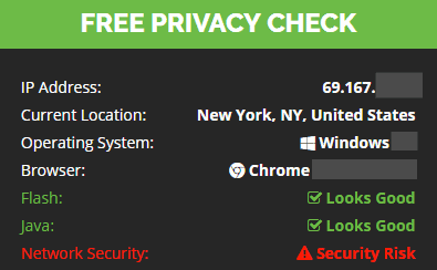 IP and location check (no vpn)