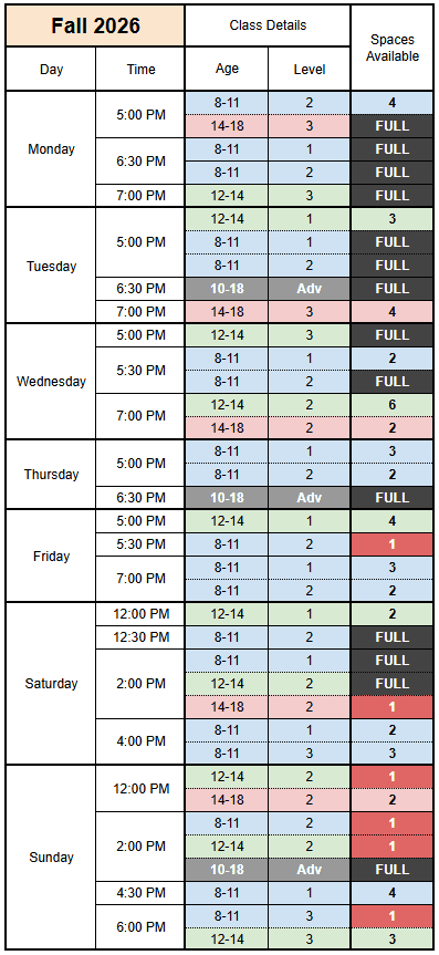 Availability for fall 2026 term