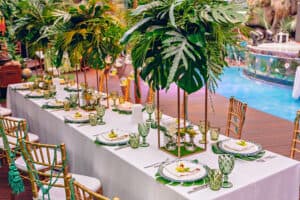 Tropical art deco style wedding