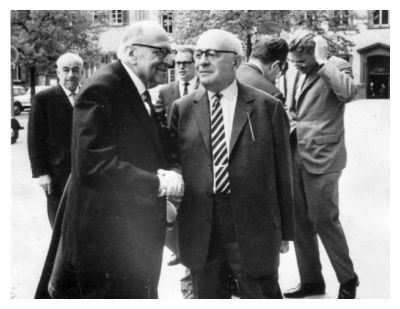 The photograph of Horkheimer, Adorno and Habermas was taken in April 1964 by Jeremy J. Shapiro at the Max Weber-Soziologentag. Horkheimer is front left, Adorno front right, and Habermas is in the background, right, running his hand through his hair. Reproduced here under a Creative Commons Attribution-Share Alike 3.0 Unported license. Wikipedia Commons - Jjshapiro at en.wikipedia