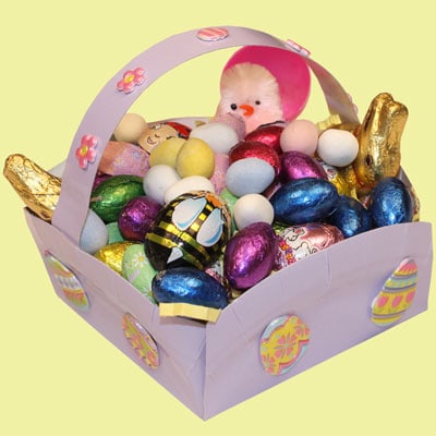 Easter basket made from a round plate