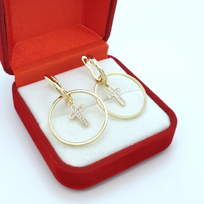 Cercei placati cu aur galben de 14k
