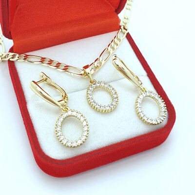 Set pandantiv si cercei placat cu aur galben 14k
