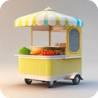 carrito de madera para vender snacks