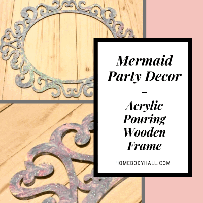 Mermaid Party Decor Acrylic Pouring Wooden Frame