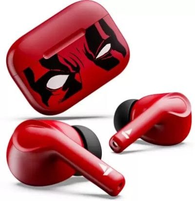 boAt Airdopes 161 Deadpool Edition w/ 40 HRS Playback, ASAP Charge & IPX5 Rating Bluetooth Headset  (Assassin Red, True Wireless)