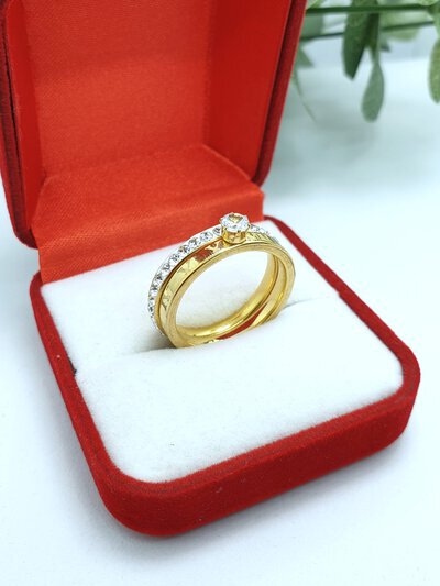 Inel dublu placat cu aur galben 14K