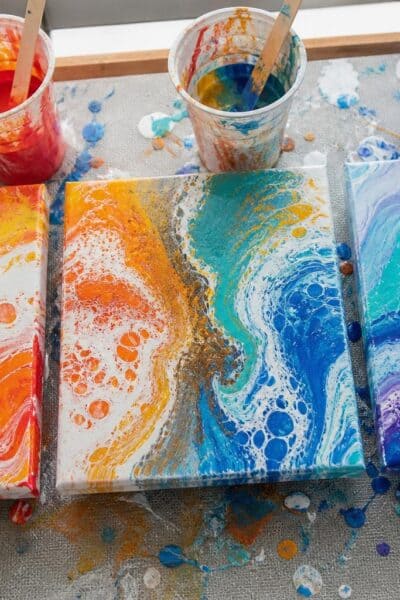 Warm and Cool Colors in Acrylic Pouring