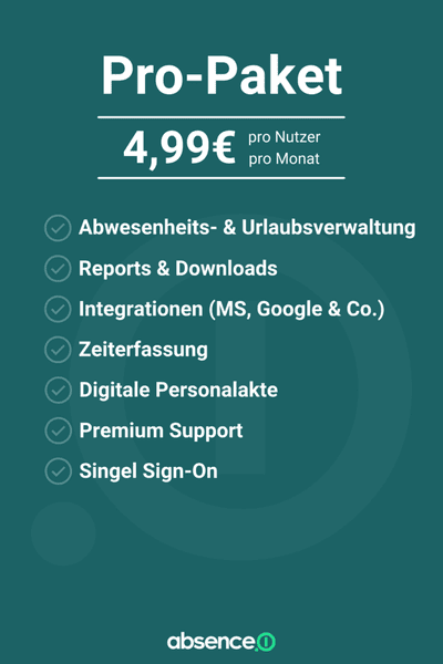 Funktionen im Pro-Paket von absence.io