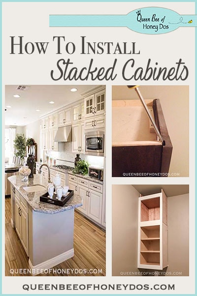 How to Install Stacked Cabinets Over Builder's Grade - The perfect #DIY to get a custom kitchen look. #queenbeeofhoneydos