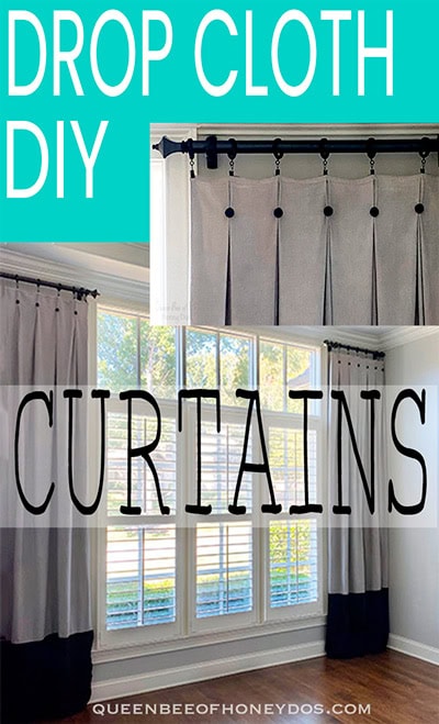 drop cloth curtains pin