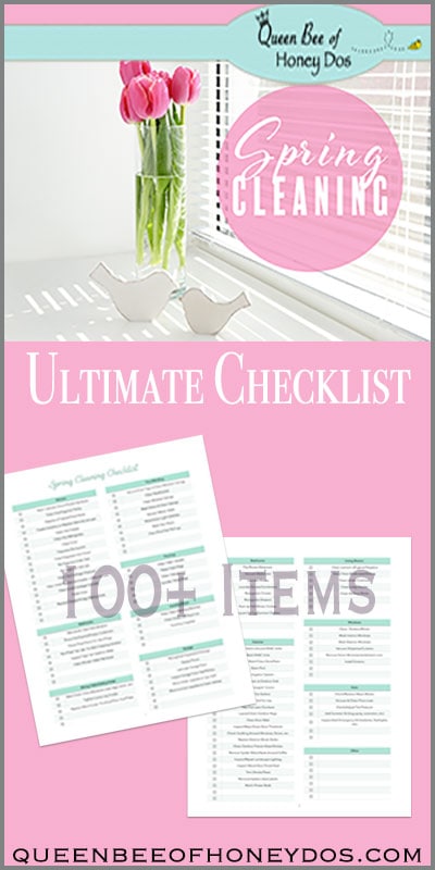 Ultimate Spring Cleaning Checklist pin showing printable pages.